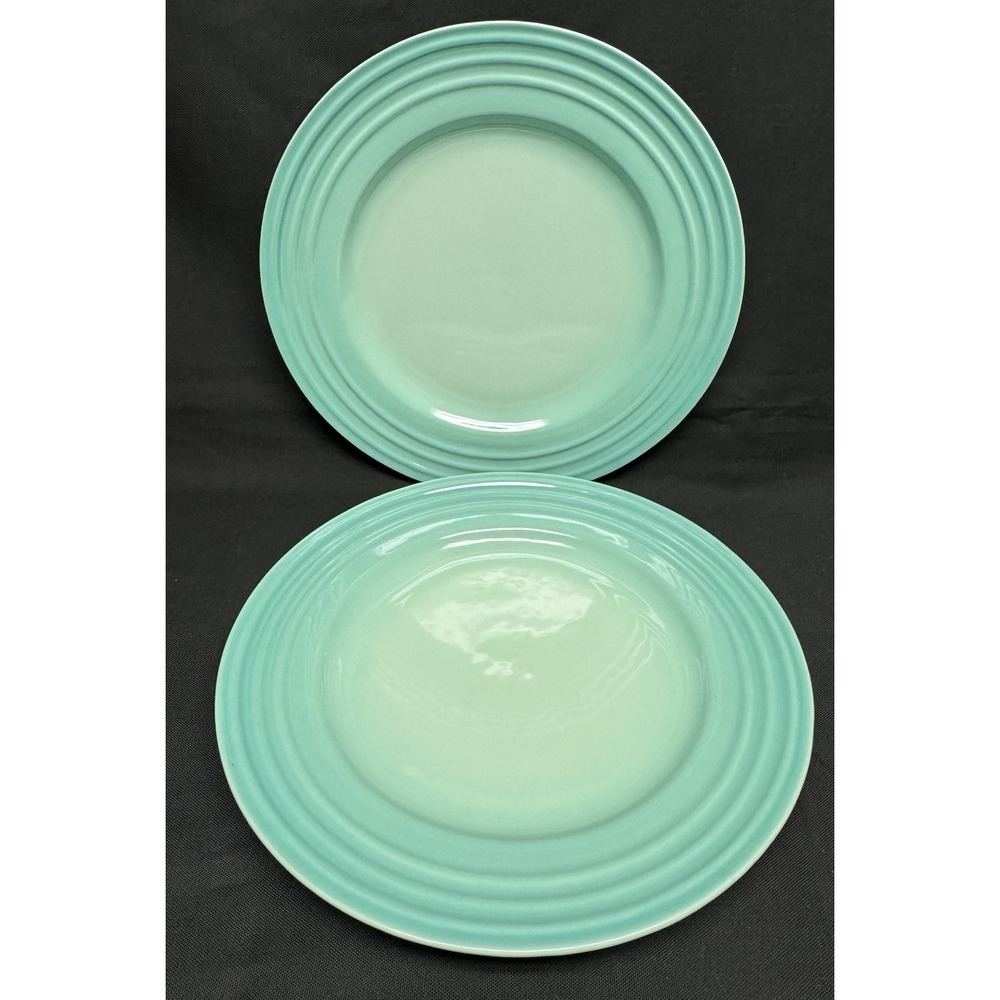 Le Creuset Stoneware Ceramic 12" Dinner Plates Cool Mint Color Set Of 2